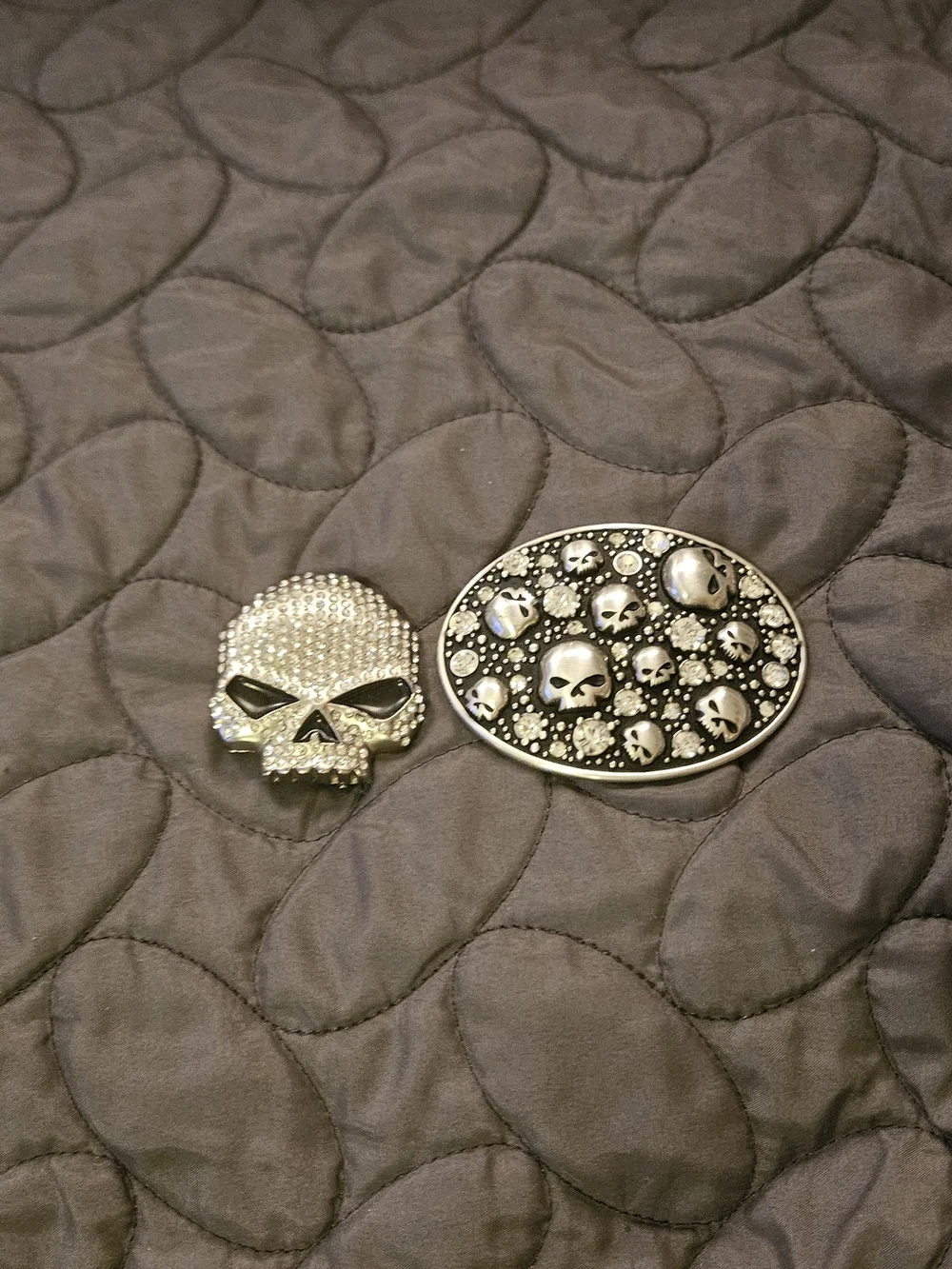 Harley-Davidson Silver and Black Skull Belt Buckle Set